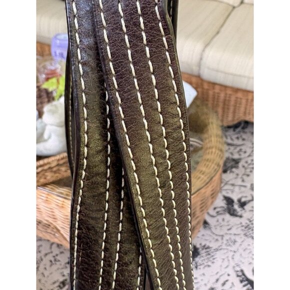 Kenneth Cole Reaction Large Brown Leather Distressed Shoulder Bag Many Zippers - Picture 7 of 12